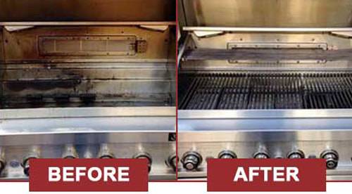 cleaning griddle grill before and after
